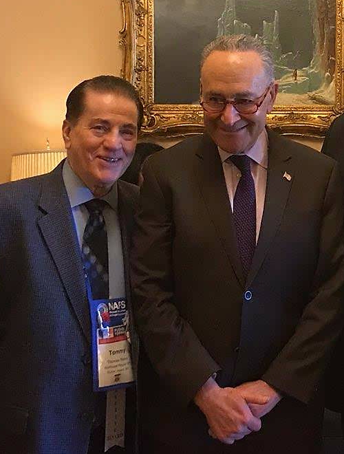 Tommy Roma, N.E.R.V.P. NAPS, meets with U.S. Senator and Minority Leader Charles (Chuck) Schumer on Capitol Hill recently to discuss Postal Issues and Medicare, Medicaid, and Social Security for our Seniors