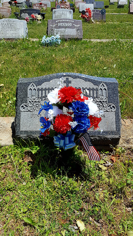 Tommy, visiting Vince Palladino on his birthday, which is also Flag Day.